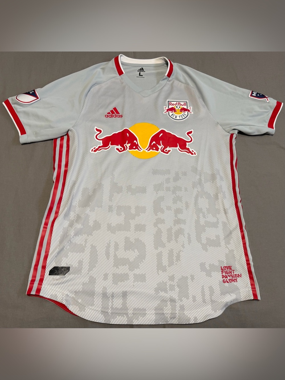 Adidas New York Red Bulls 2019–2020 MLS Soccer Jersey Home Grey Men’s Large